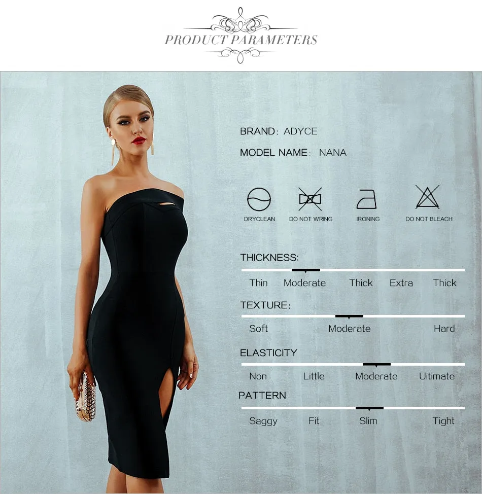 Bodycon Bandage Summer Sexy Elegant Black One Shoulder Midi Celebrity Runway Party Dress