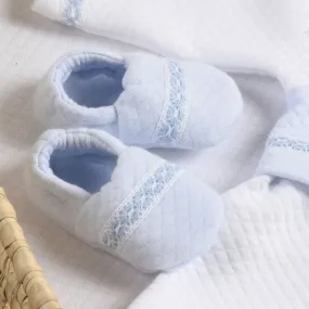 Boys Blue Quilted Cotton Booties