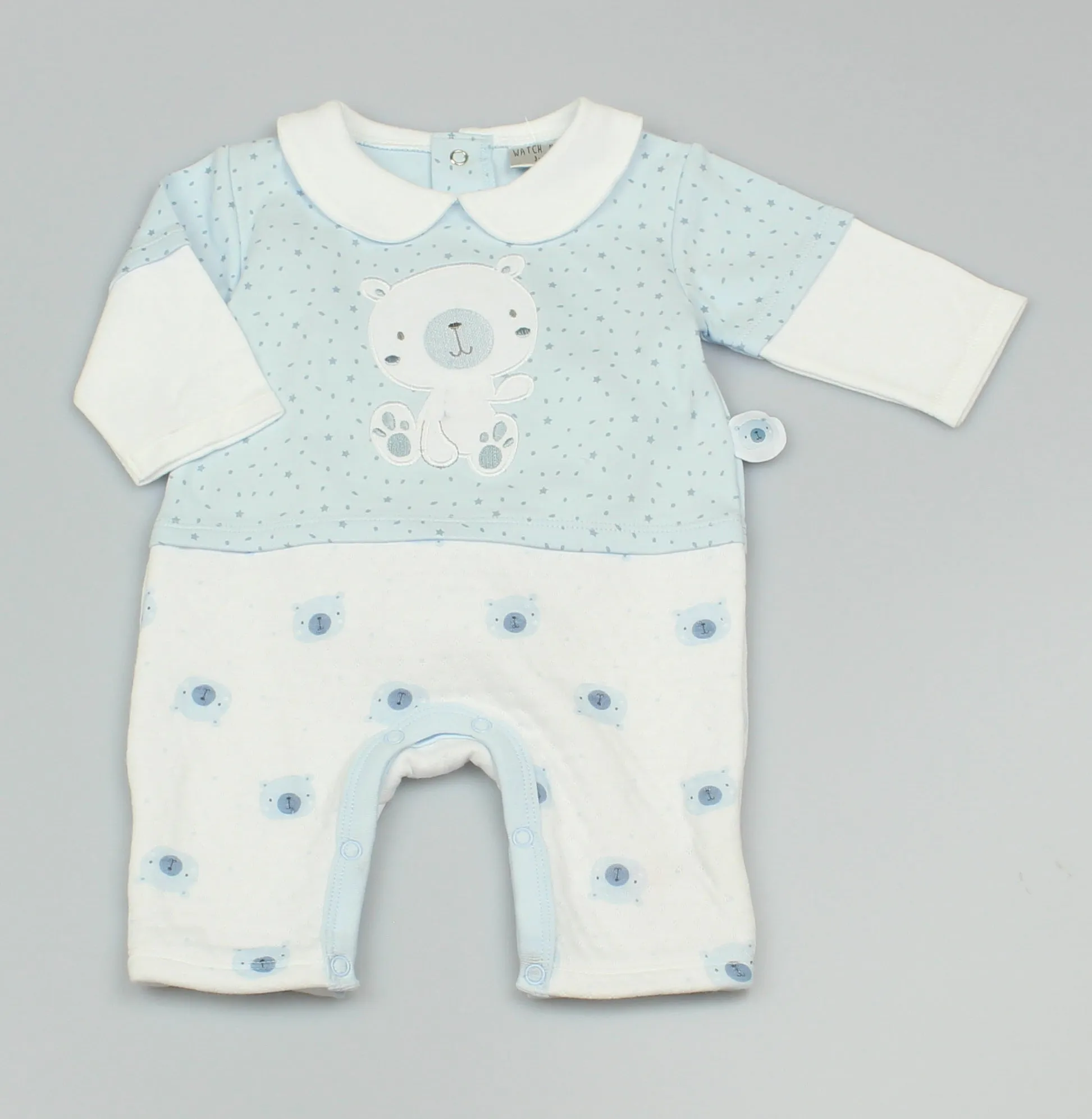 Boys Quilted 1 Piece Baby Bear Romper - GF1042