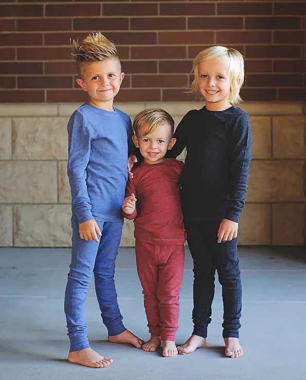 Boys Soft & Cozy Thermal 2-Piece Long Johns | Midnight w- Baby Blue Stitch