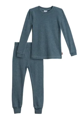 Boys Soft & Cozy Thermal 2-Piece Long Johns | Midnight w- Baby Blue Stitch