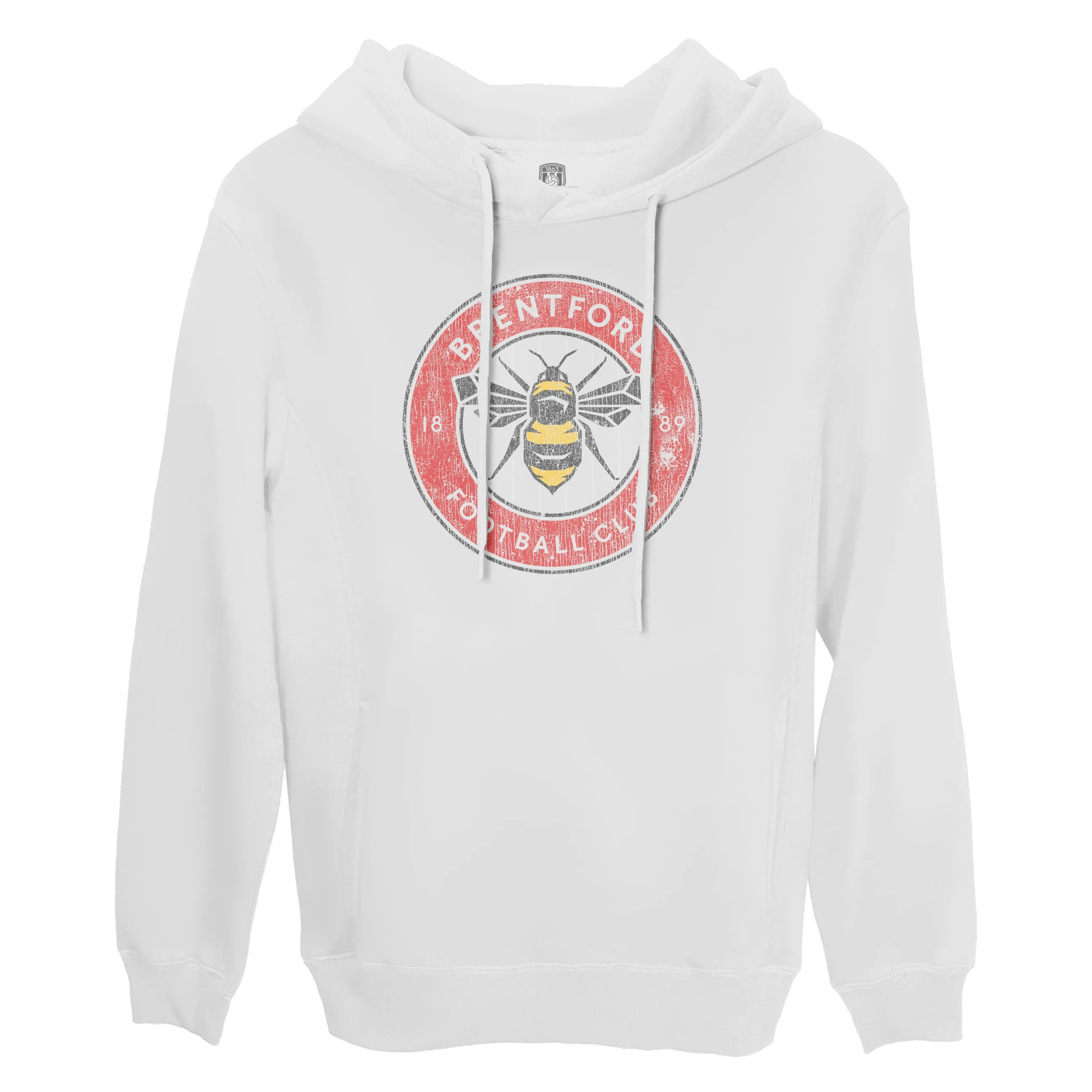 Brentford FC Color Badge Fleece Pullover Hoodie - White