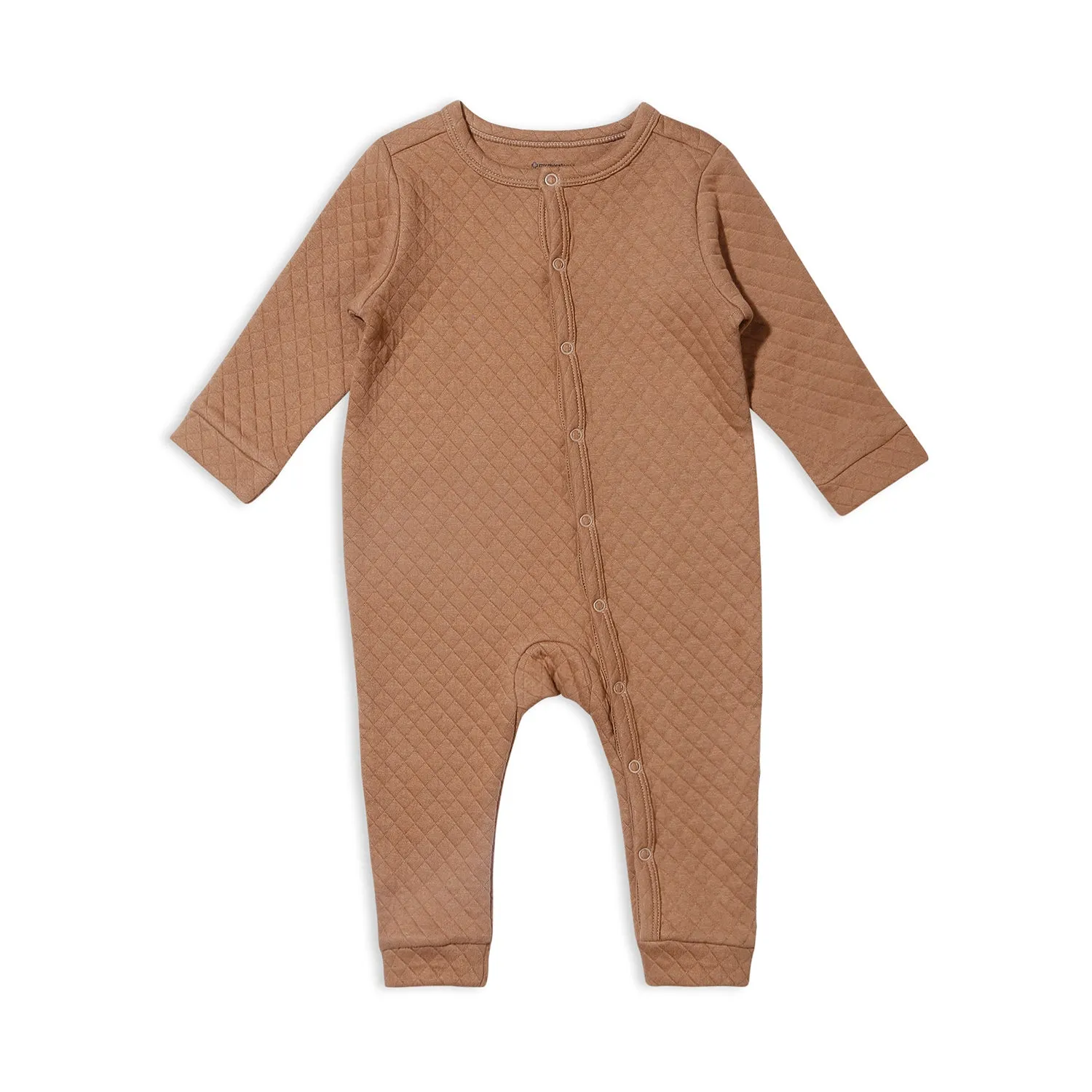 Brown Quilted Full Sleeves Romper