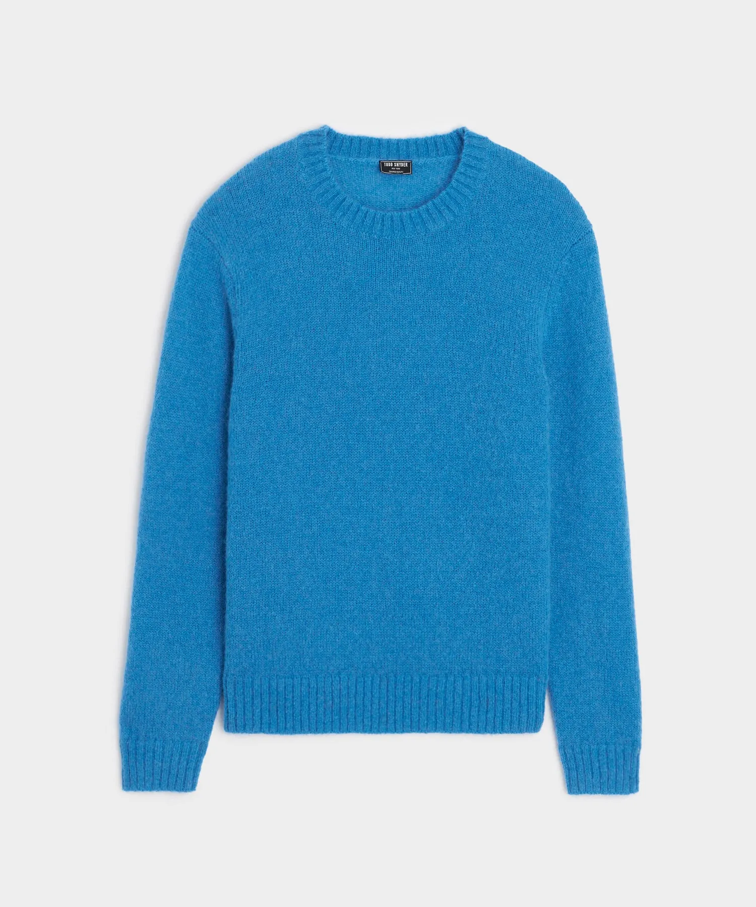 Brushed Mohair Crewneck Sweater in Blue Toile