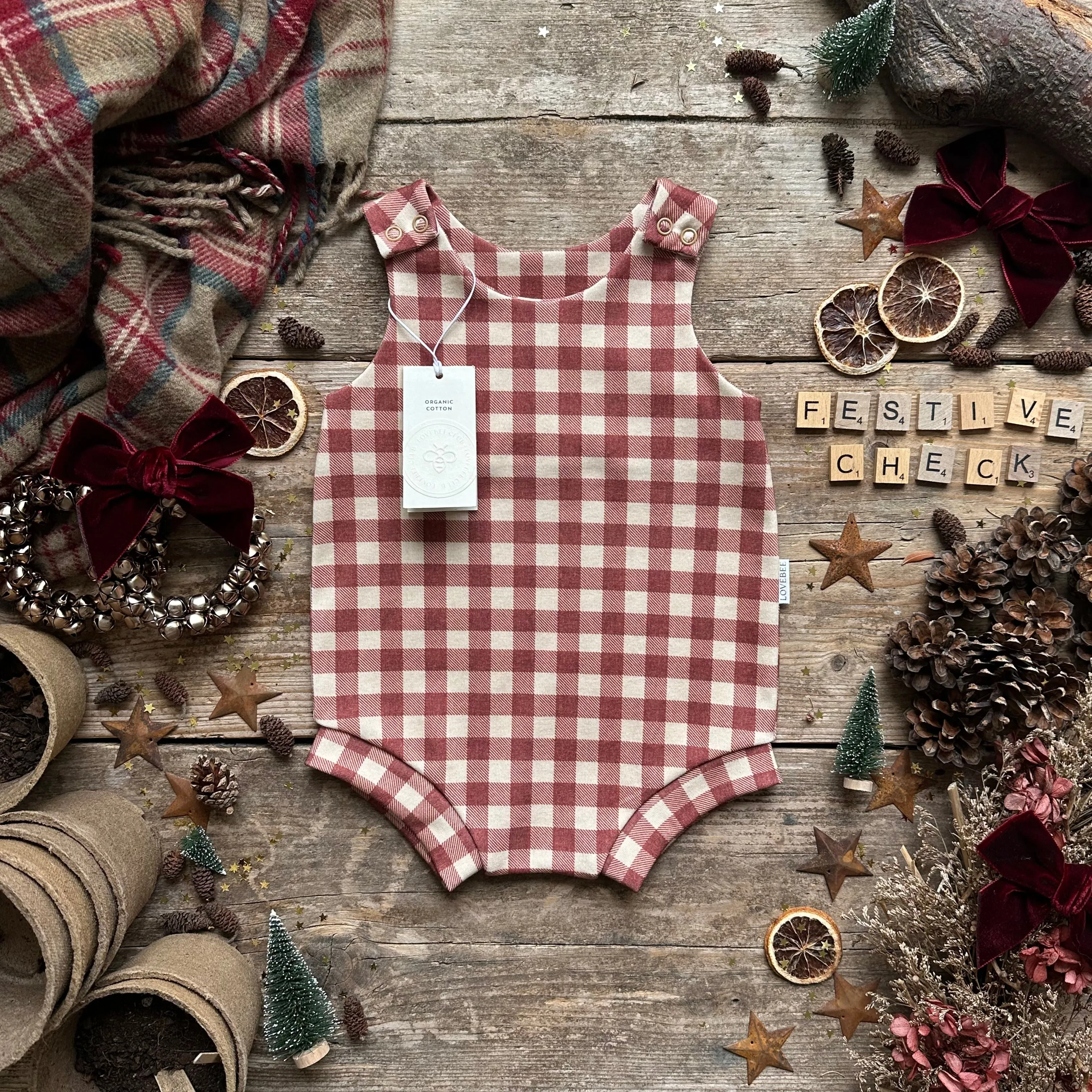 Burgundy Check Bloomer Romper | Ready To Post