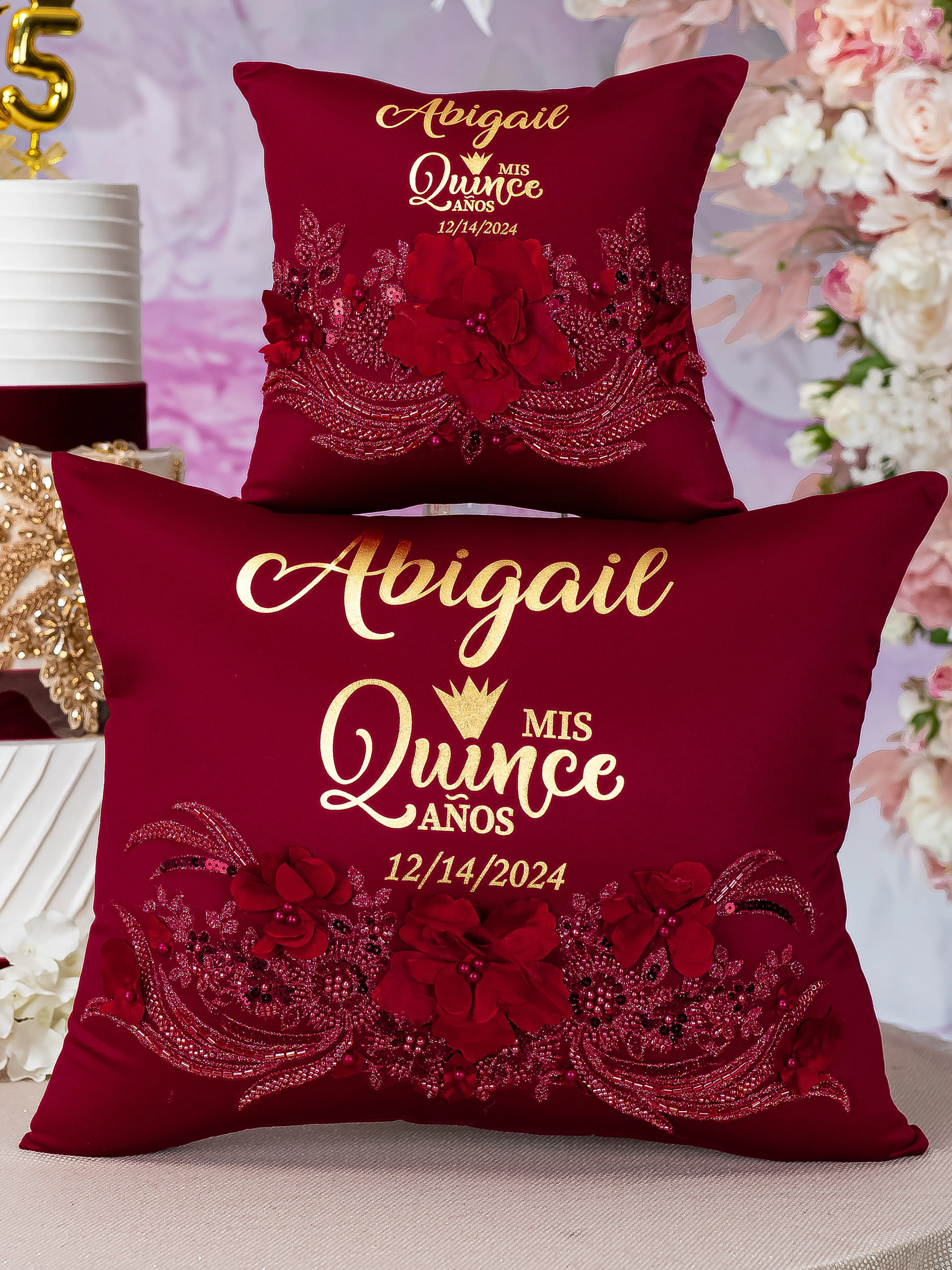 Burgundy quinceanera dress hanger