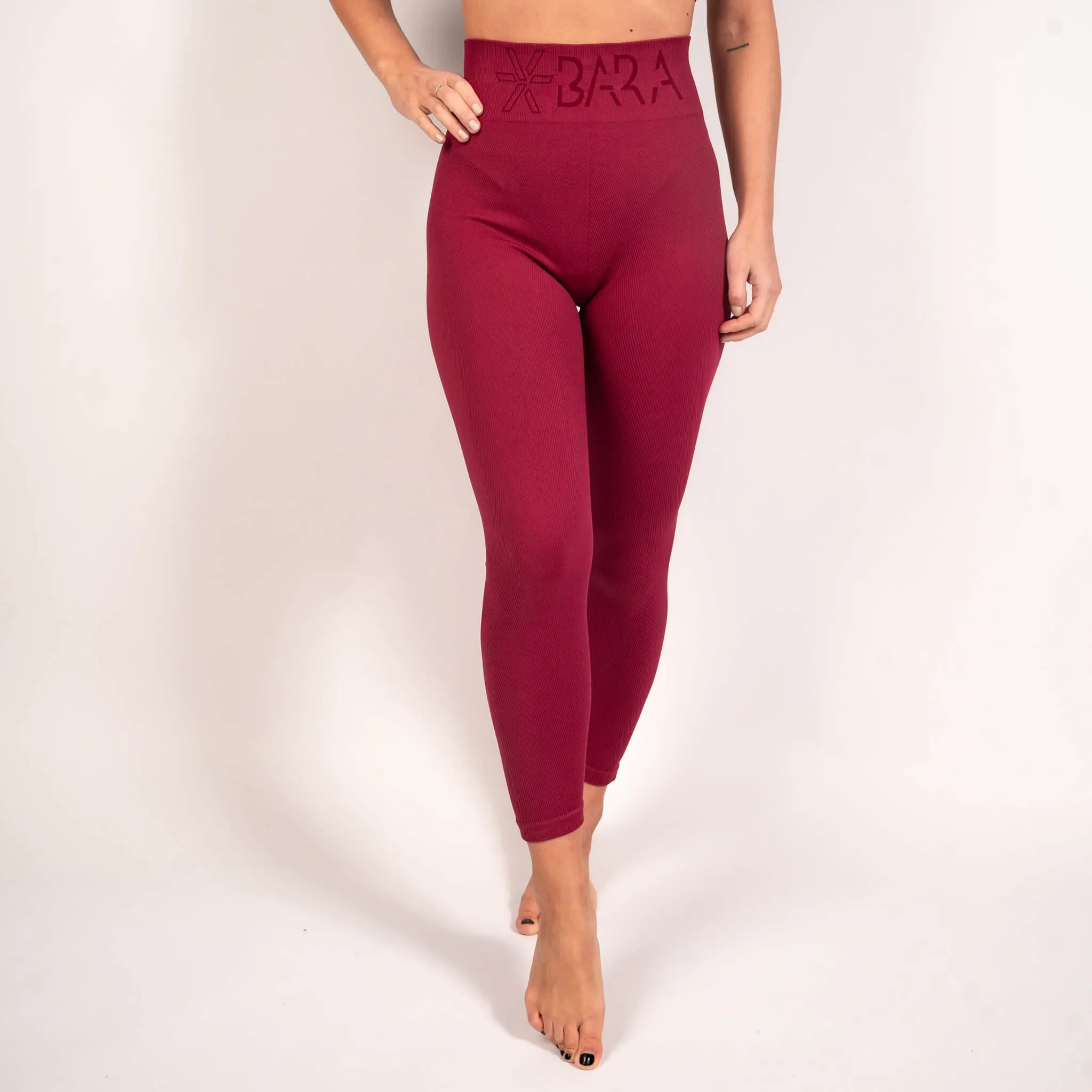 Burgundy Ribbed Seamless Tights