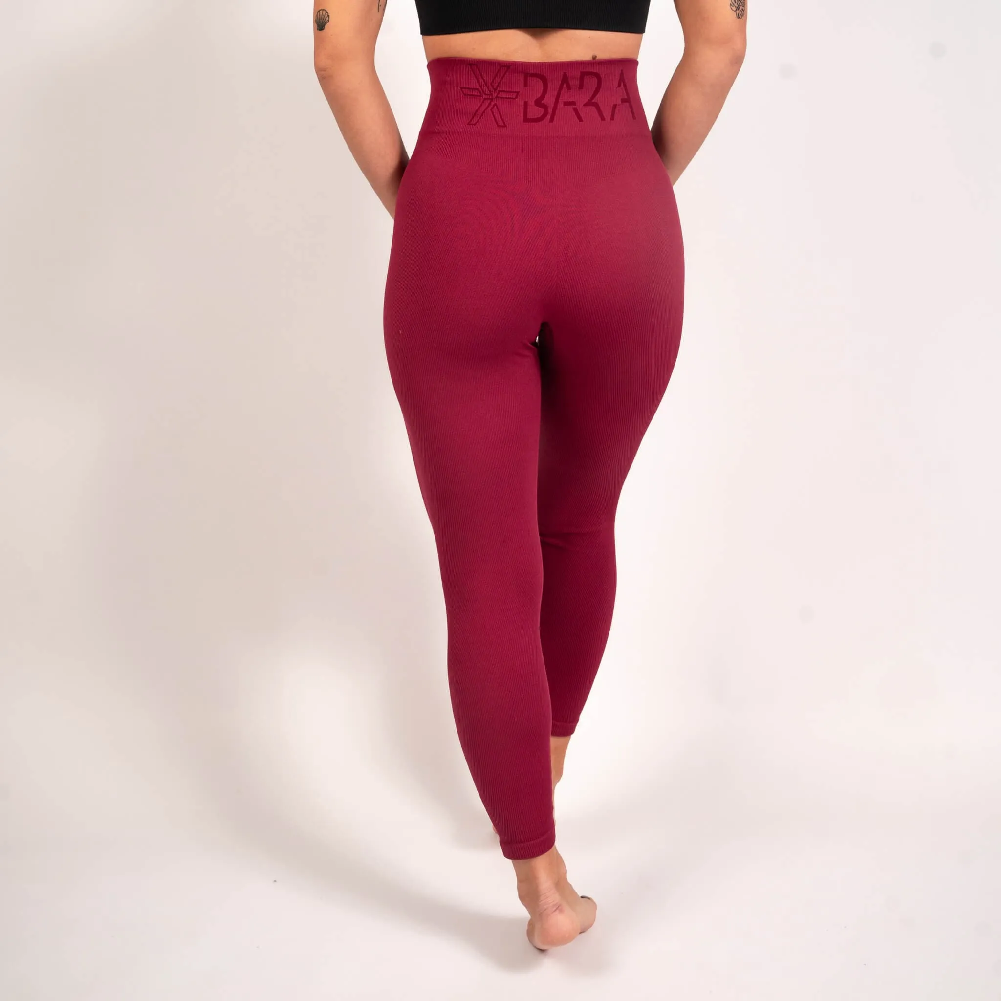 Burgundy Ribbed Seamless Tights