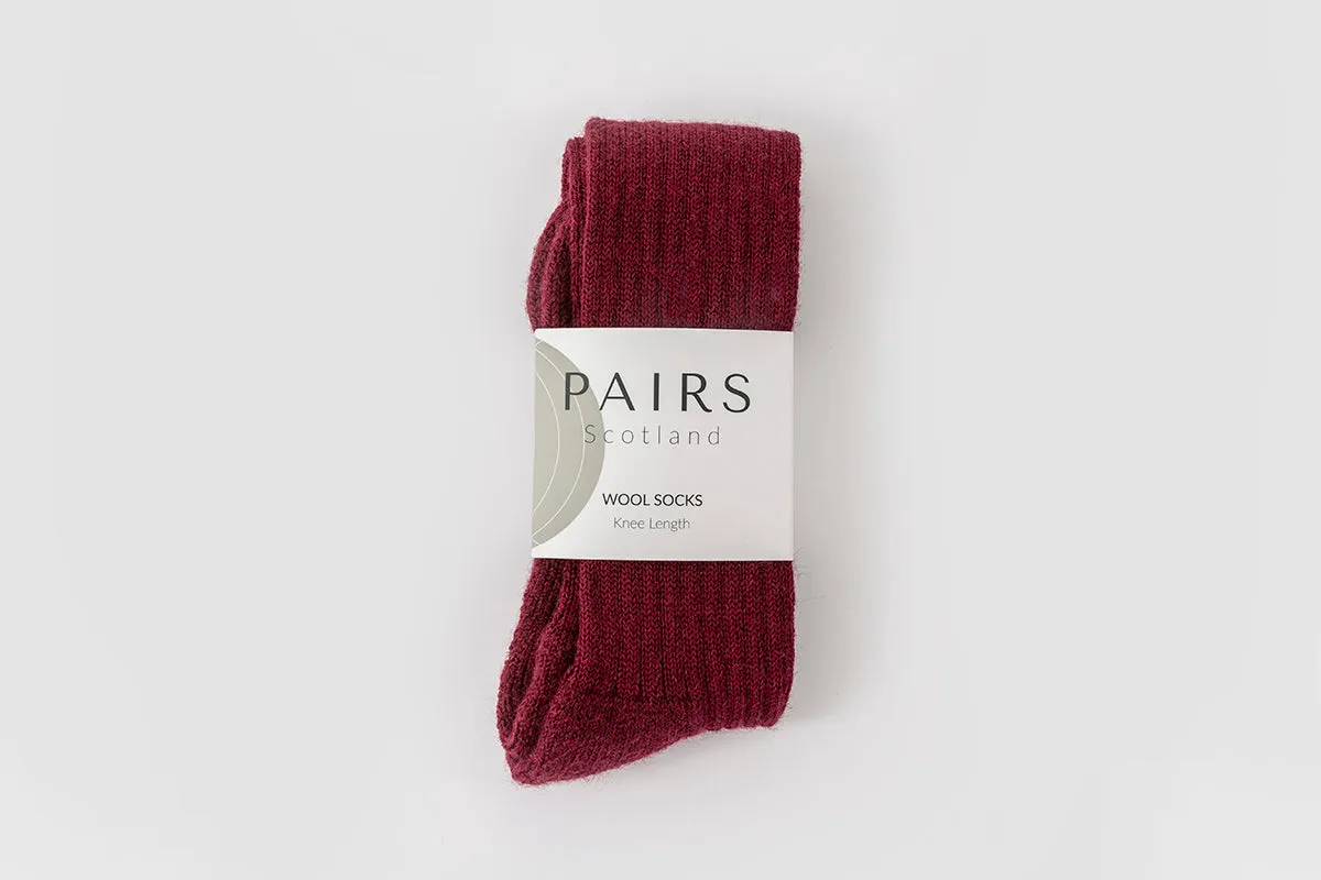 Burgundy Wool Knee Highs