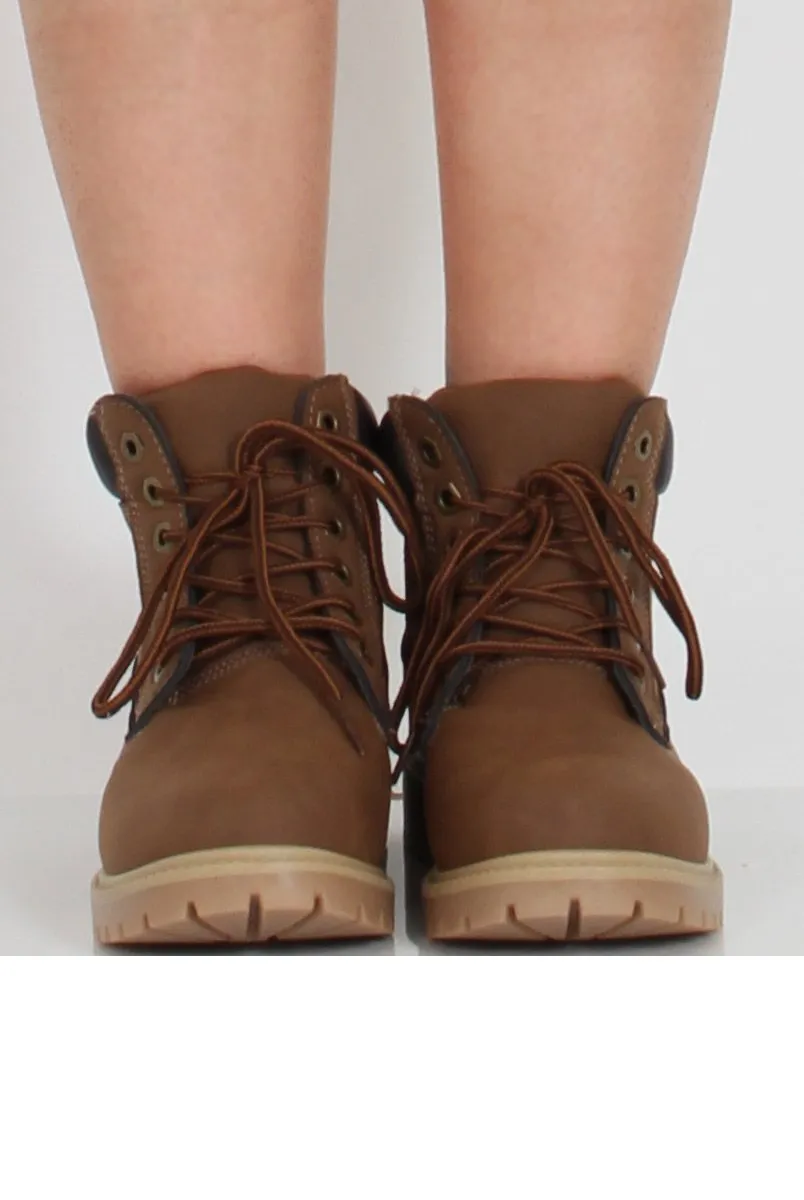 Camel Quilted Hiker Boots - Coco