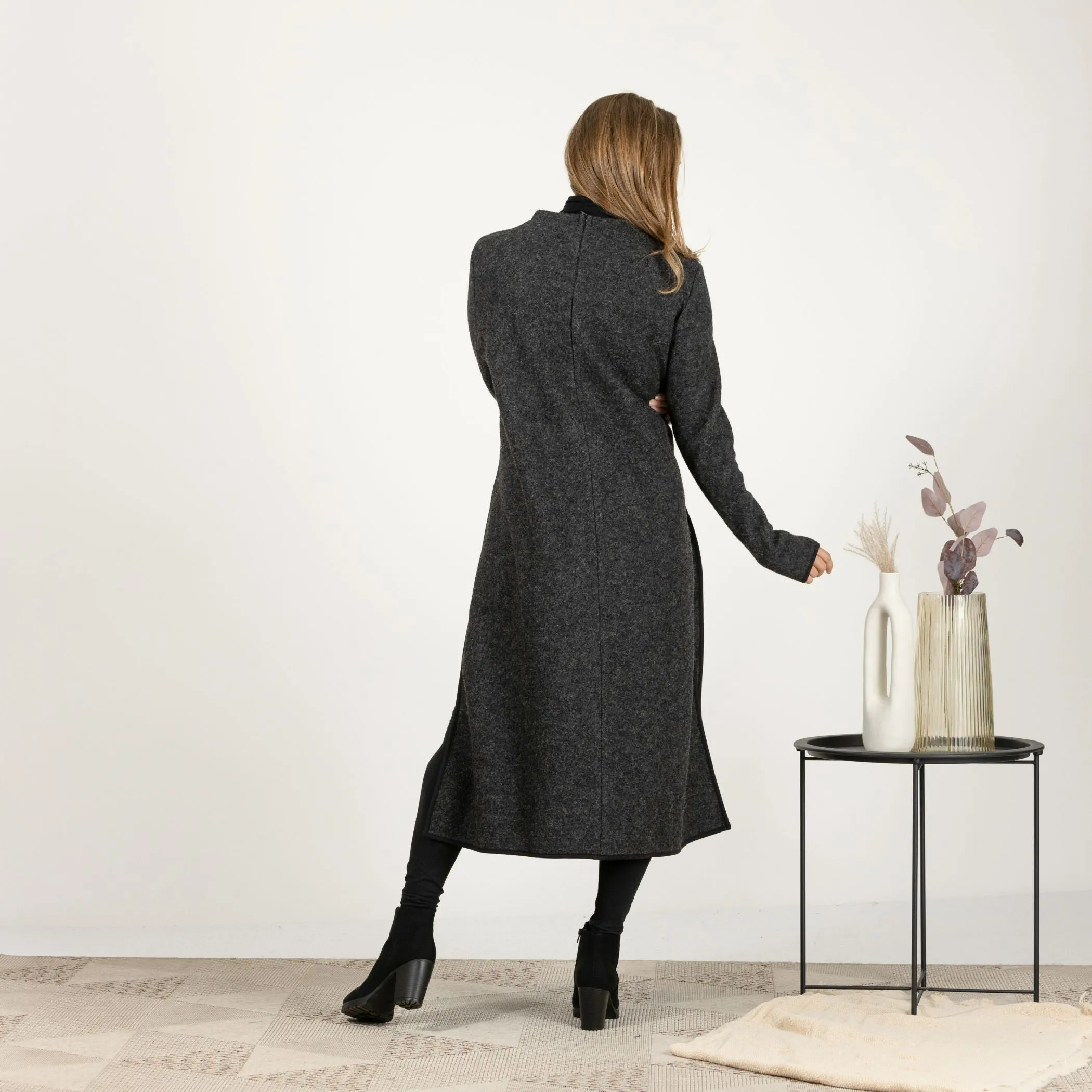 Charcoal Wool Winter Sweater Dress