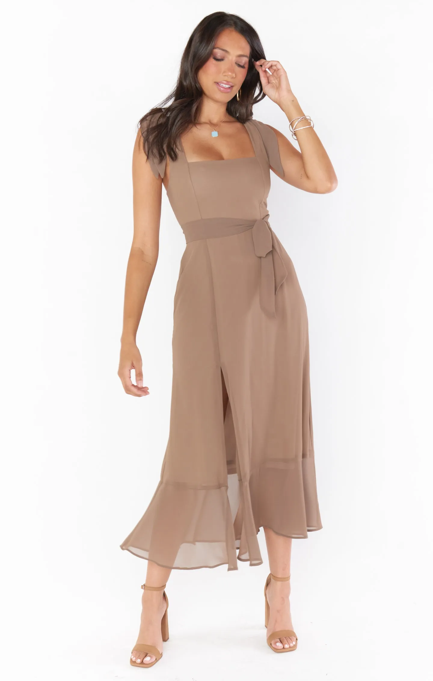 Claire Midi Dress ~ Dune Chiffon