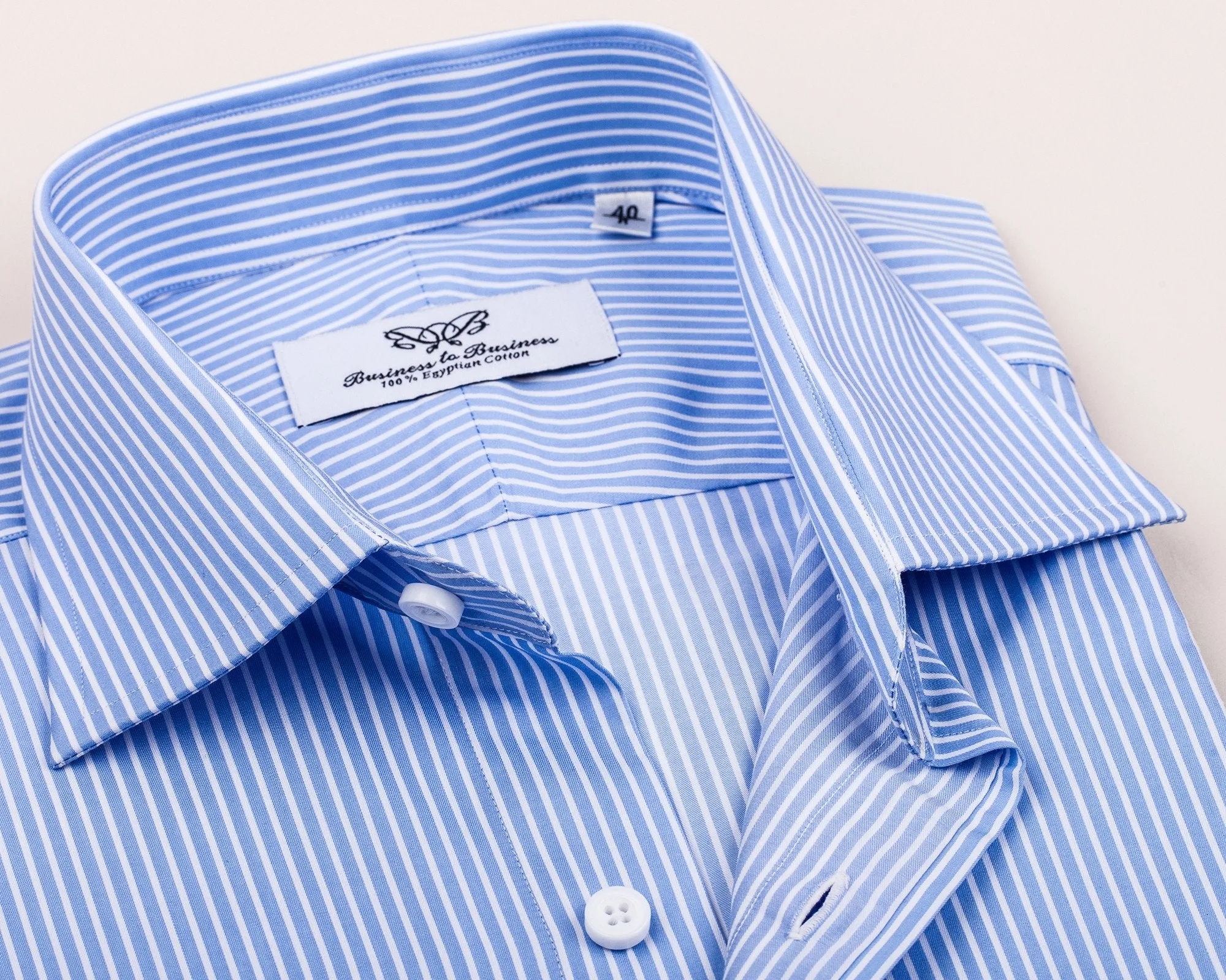 Classic Blue Striped Formal Business Dress Shirt Designer Fashion