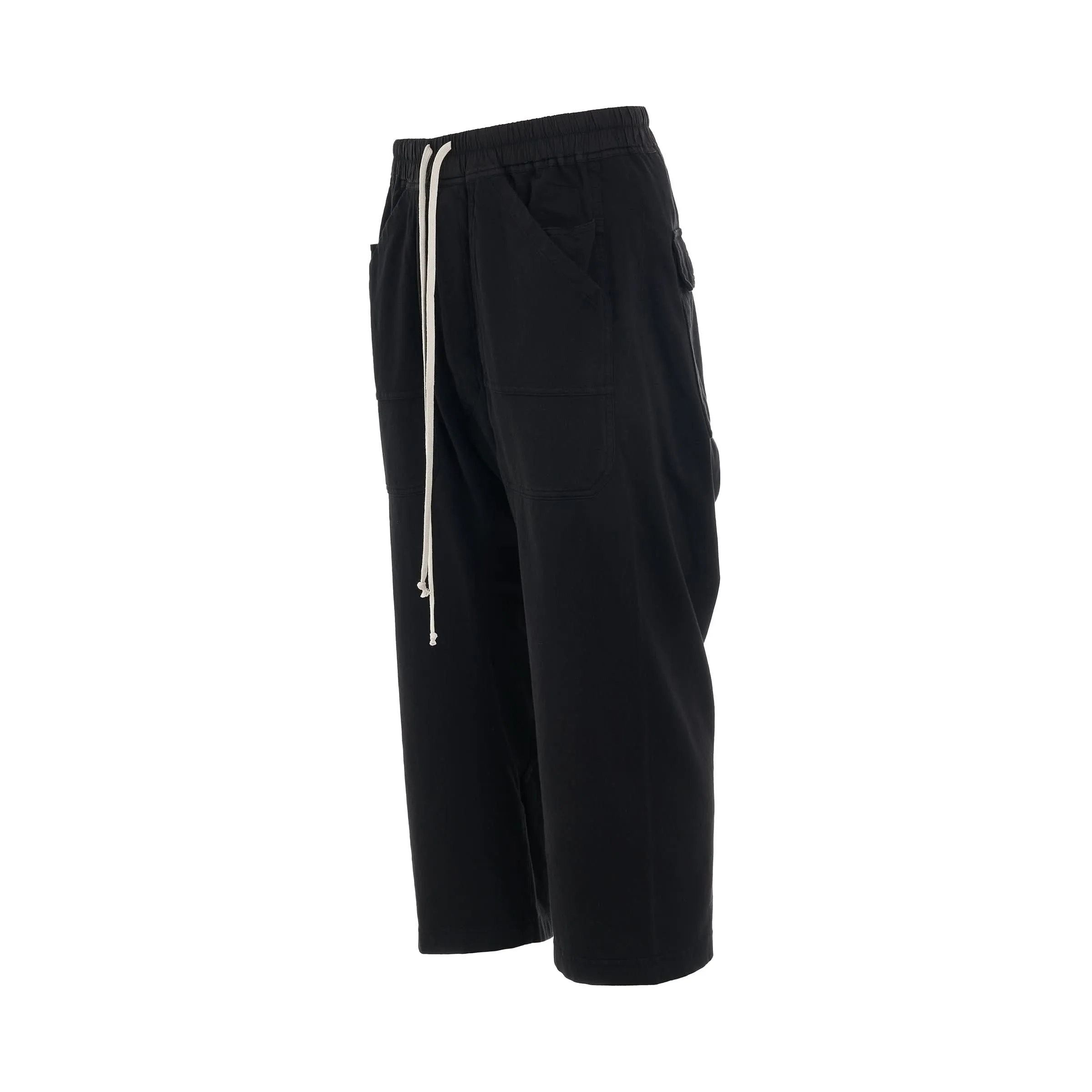 Classic Cargo Cropped Drawstring Pants in Black