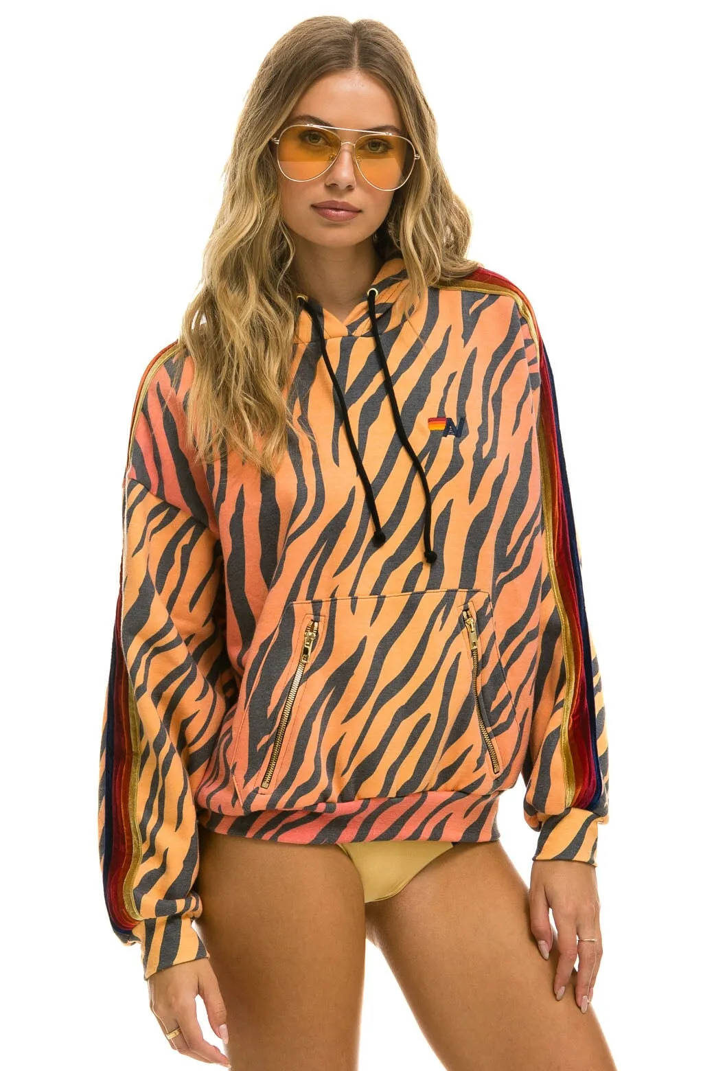 CLASSIC RELAXED PULLOVER HOODIE WITH ZIPPER POCKETS - TIGER