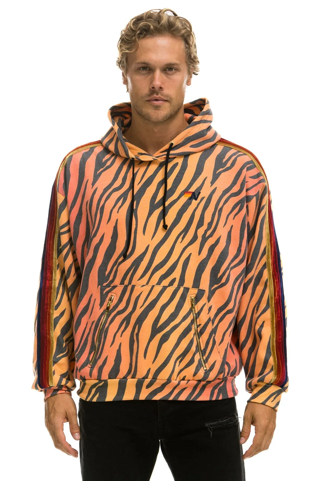 CLASSIC RELAXED PULLOVER HOODIE WITH ZIPPER POCKETS - TIGER