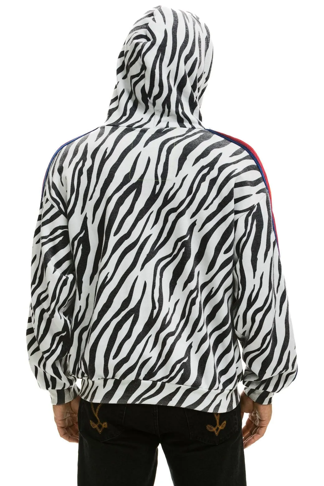 CLASSIC RELAXED ZIP HOODIE WITH POCKETS - ZEBRA