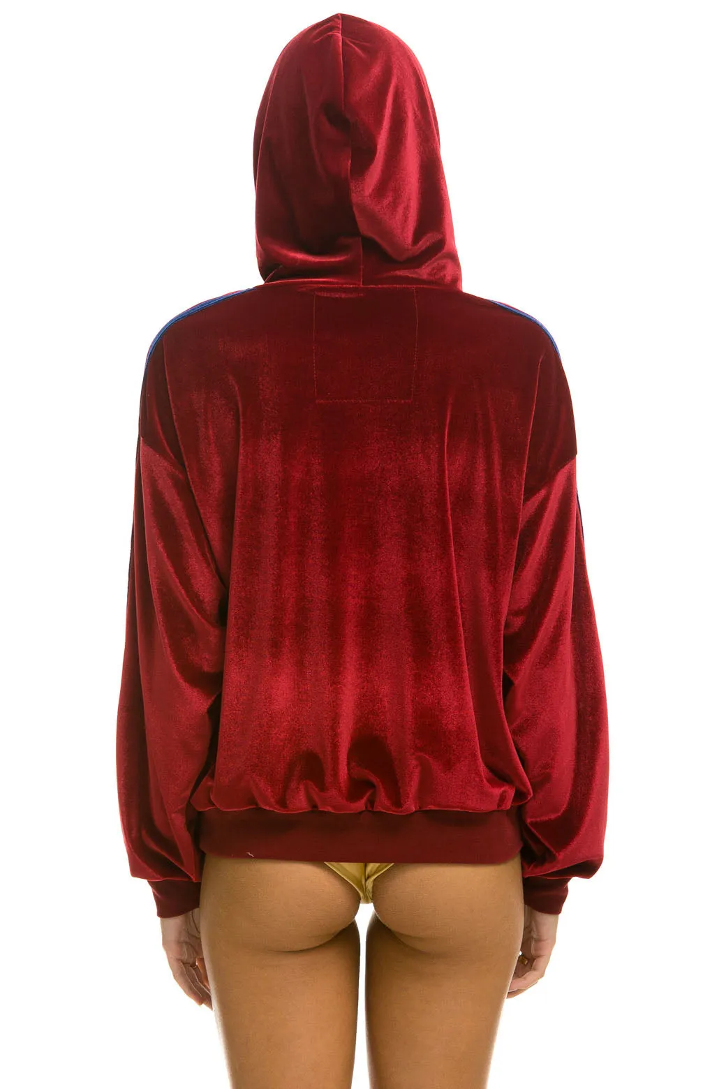 CLASSIC VELVET RELAXED PULLOVER HOODIE - RED