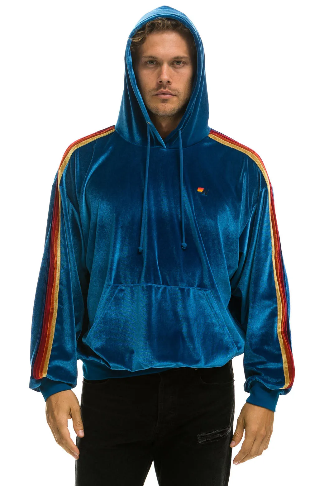 CLASSIC VELVET RELAXED PULLOVER HOODIE - VINTAGE BLUE