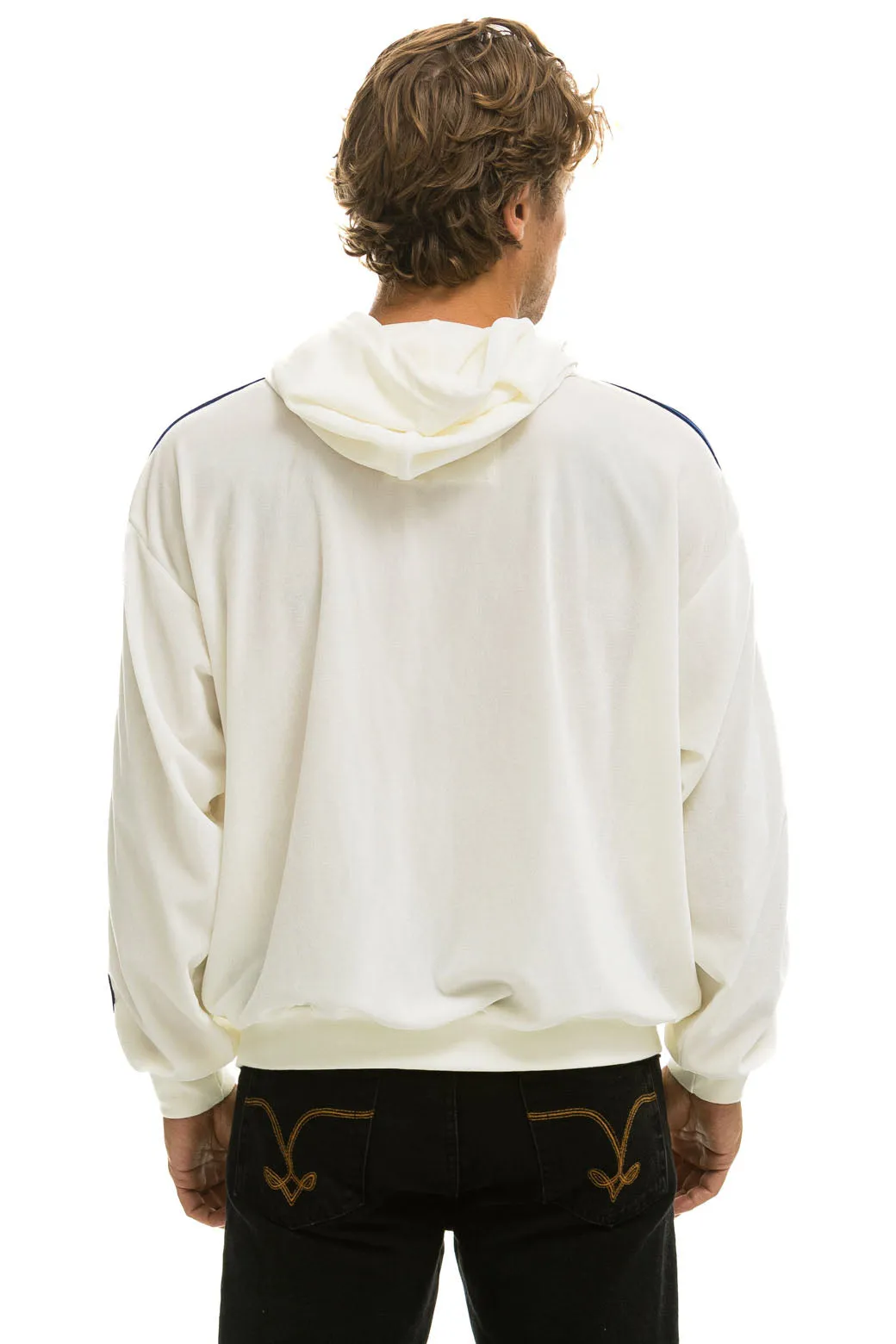 CLASSIC VELVET RELAXED PULLOVER HOODIE - WHITE