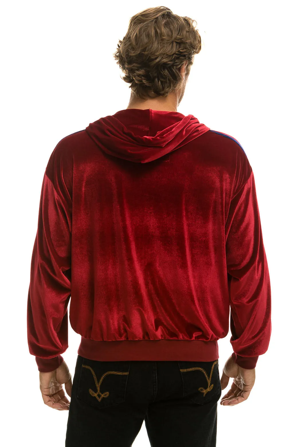 CLASSIC VELVET RELAXED ZIP HOODIE - RED