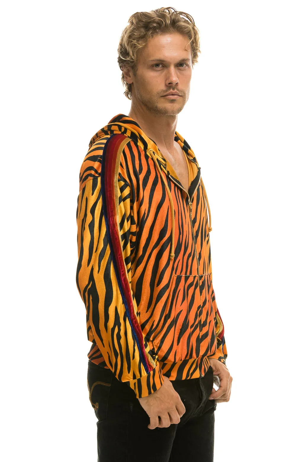 CLASSIC VELVET RELAXED ZIP HOODIE - TIGER