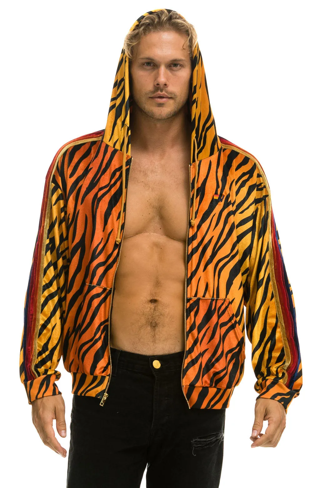 CLASSIC VELVET RELAXED ZIP HOODIE - TIGER