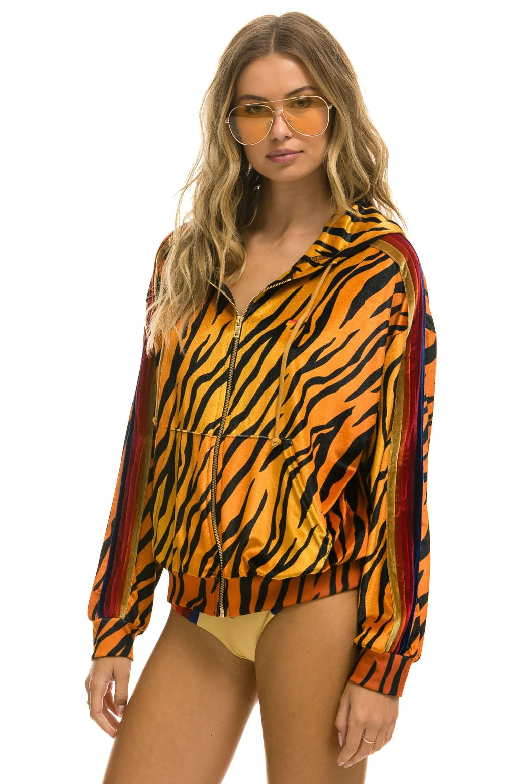 CLASSIC VELVET RELAXED ZIP HOODIE - TIGER