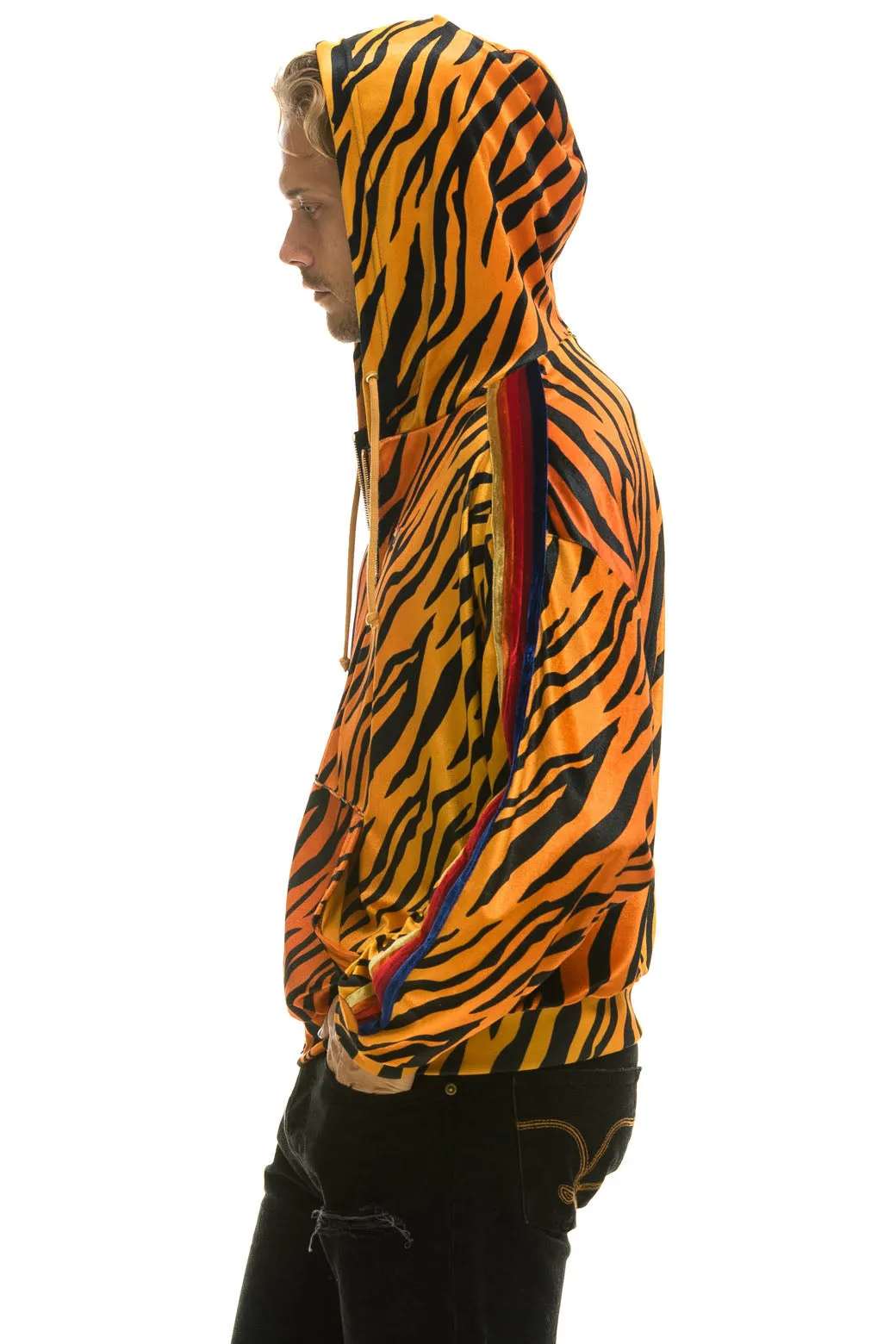 CLASSIC VELVET RELAXED ZIP HOODIE - TIGER