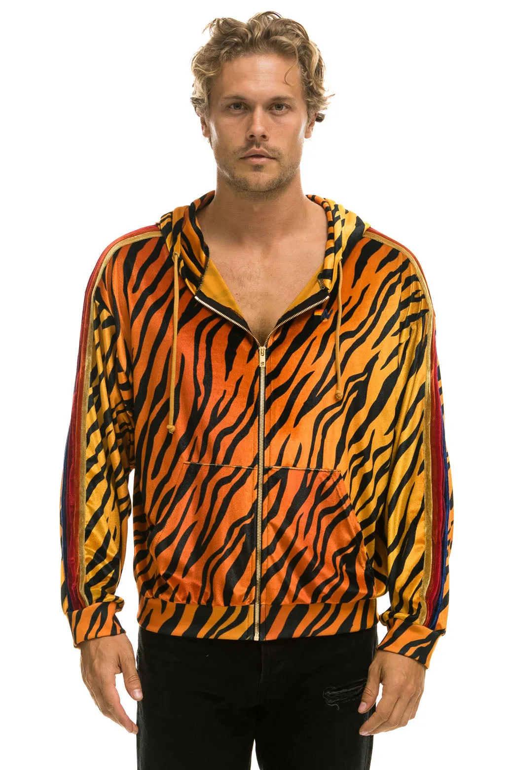 CLASSIC VELVET RELAXED ZIP HOODIE - TIGER