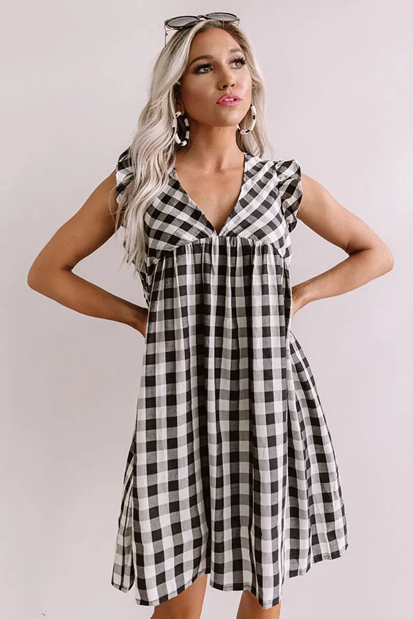 Coconut Kisses Checkered Babydoll Romper In Black