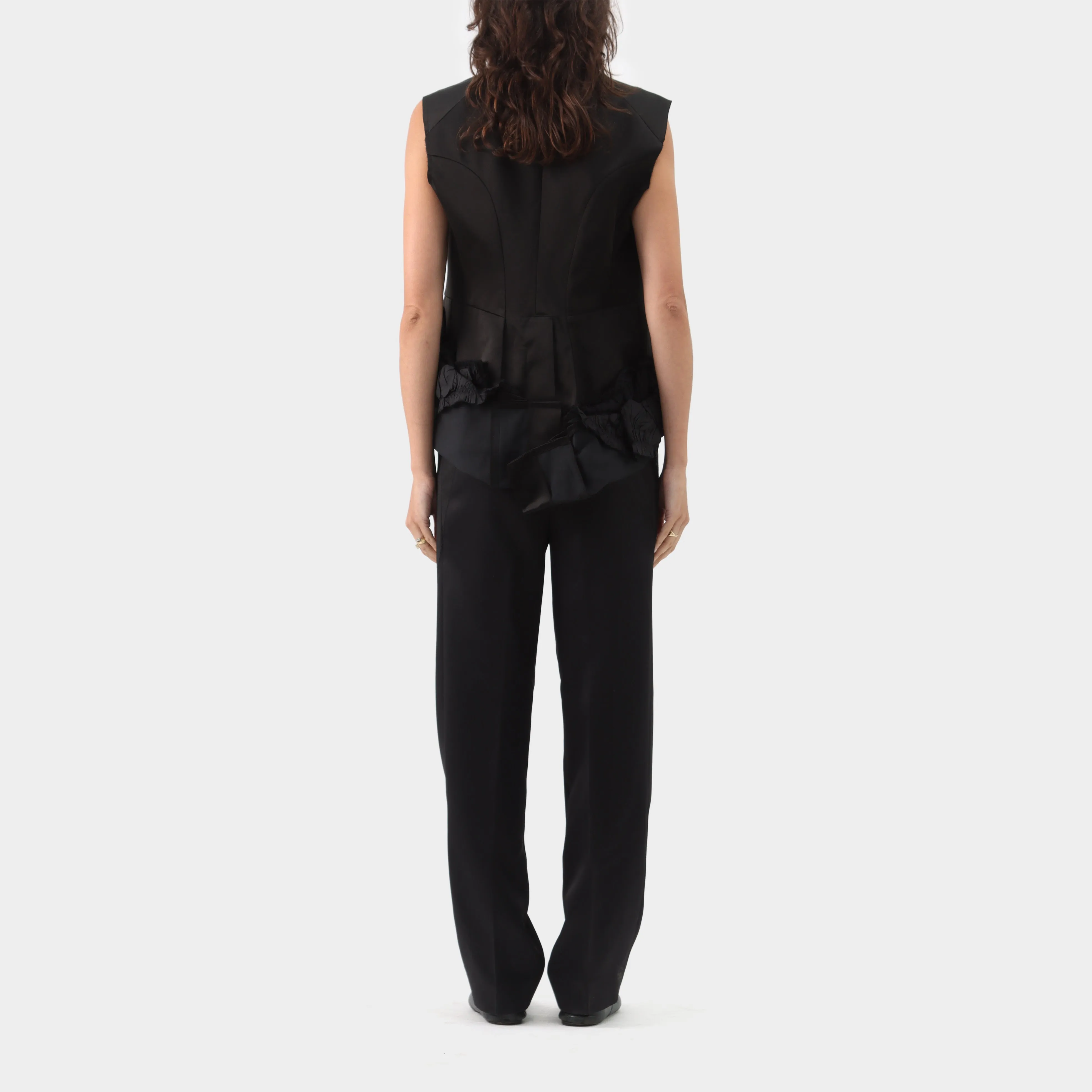 Comme des Garçons Satin Cut-away Ruched Waist Coat