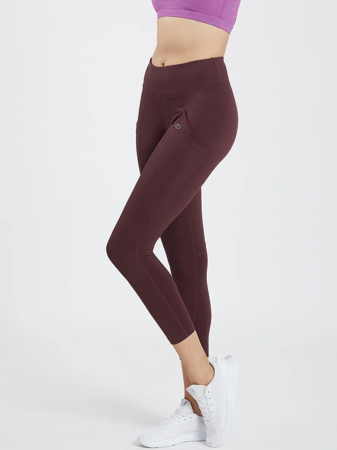 Creeluxe Fierce Burgundy Ankle Length Pocket Leggings