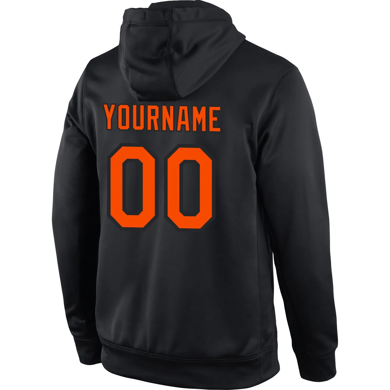 Custom Stitched Black Orange Sports Pullover Sweatshirt Hoodie