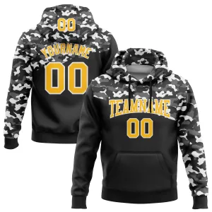 Custom Stitched Camo Gold Black-Steel Gray 3D Sports Pullover Sweatshirt Salute To Service Hoodie