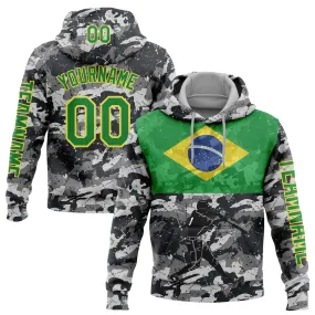 Custom Stitched Camo Grass Green-Yellow 3D Brasil Brazilian Flag Sports Pullover Sweatshirt Salute To Service Hoodie