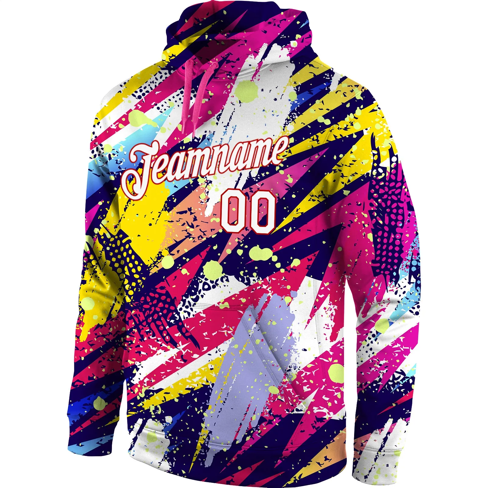 Custom Stitched Graffiti Pattern White-Red 3D Sports Pullover Sweatshirt Hoodie