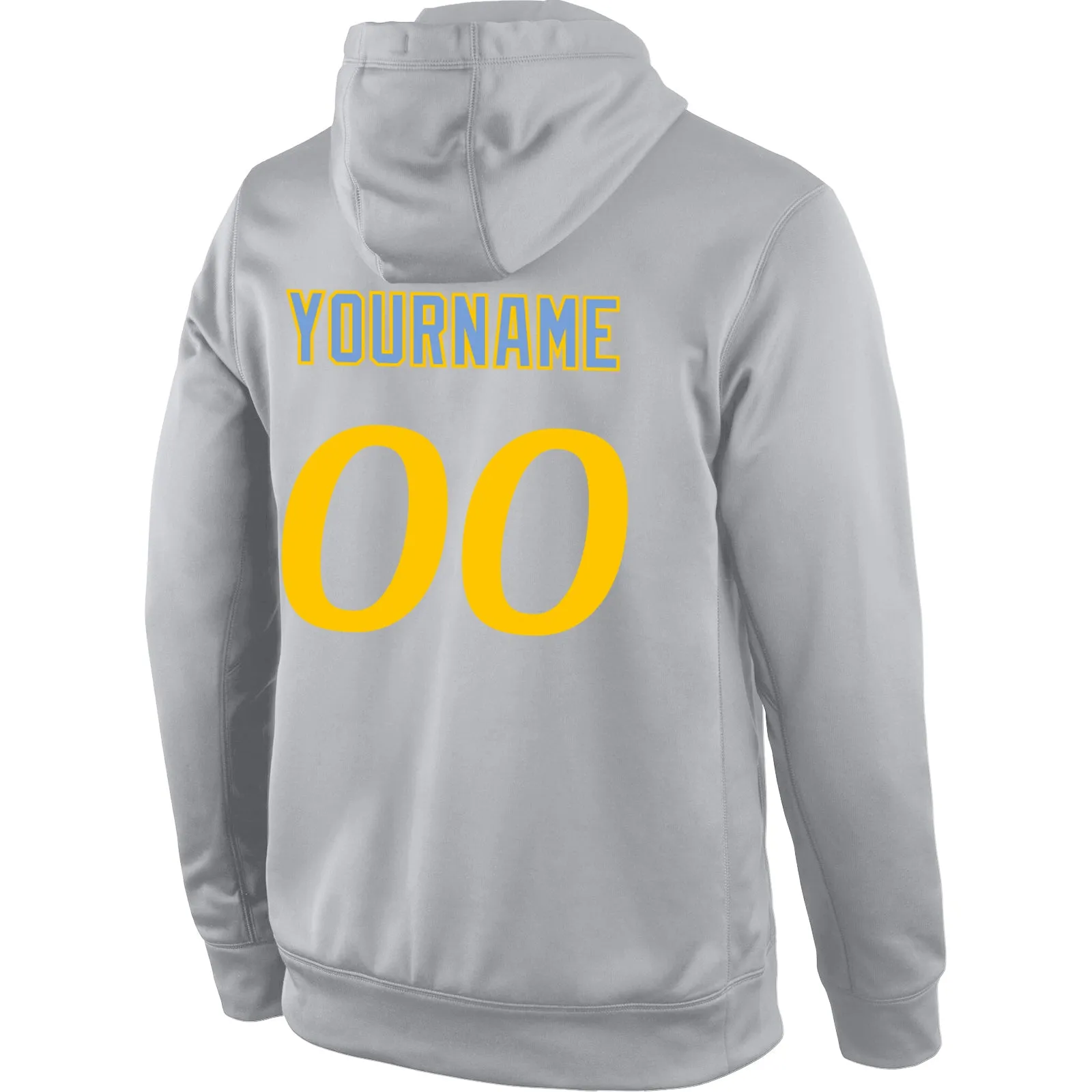 Custom Stitched Gray Gold Sports Pullover Sweatshirt Hoodie