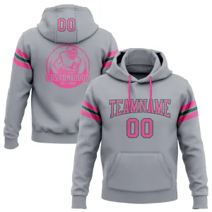 Custom Stitched Gray Pink-Kelly Green Football Pullover Sweatshirt Hoodie