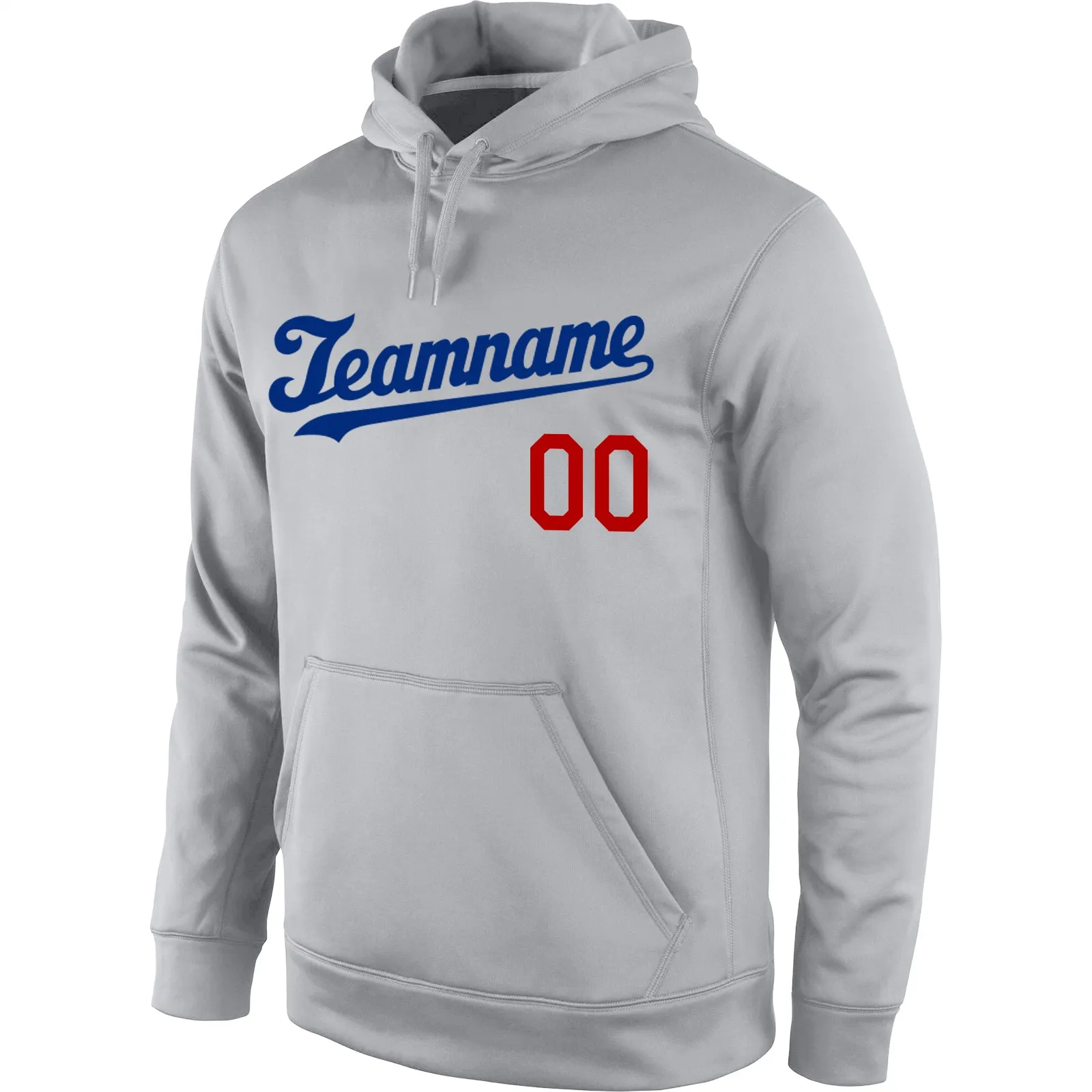 Custom Stitched Gray Royal-Red Sports Pullover Sweatshirt Hoodie