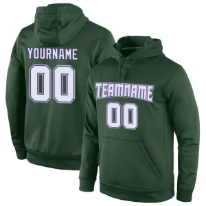 Custom Stitched Green White-Purple Sports Pullover Sweatshirt Hoodie