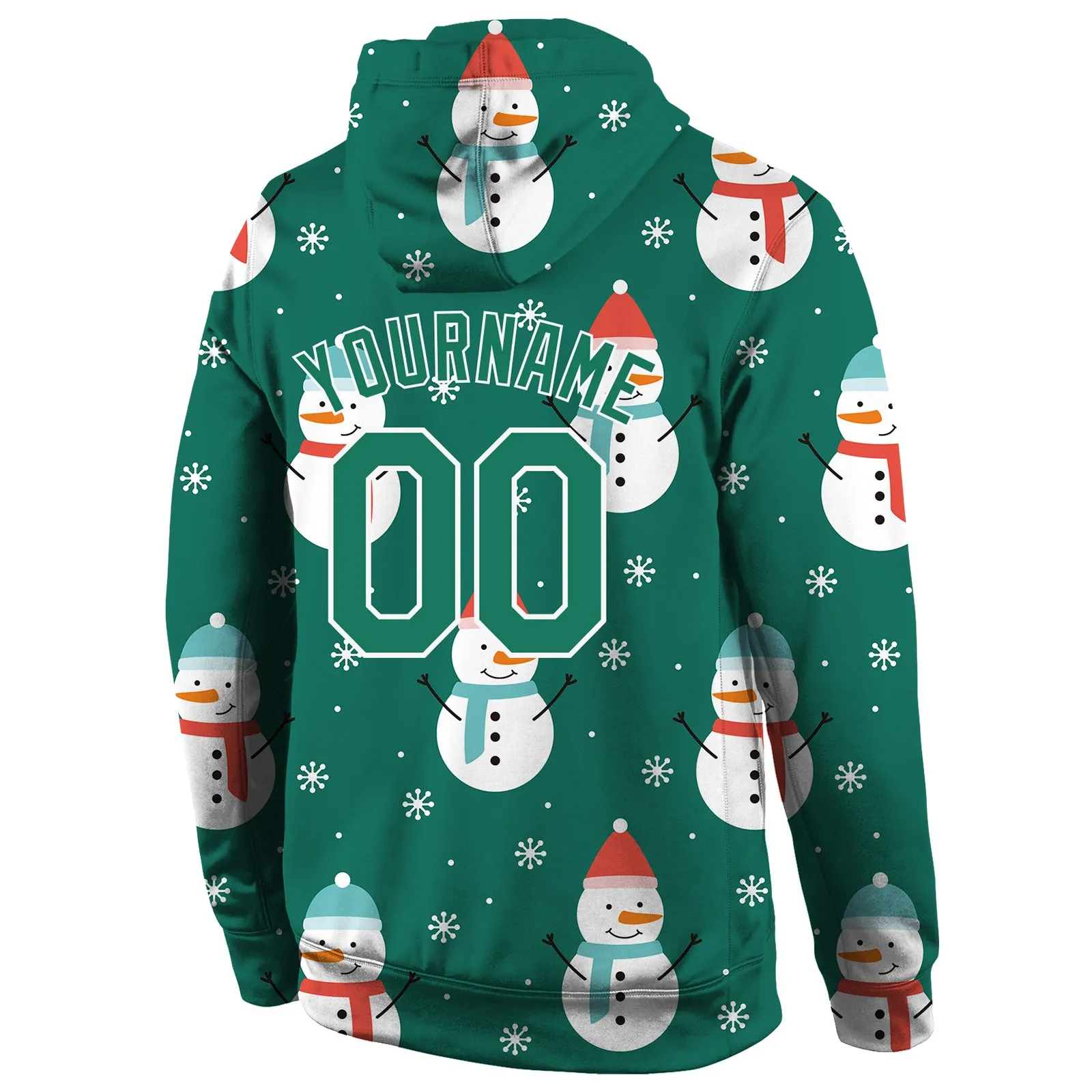 Custom Stitched Kelly Green Kelly Green-White Christmas 3D Sports Pullover Sweatshirt Hoodie