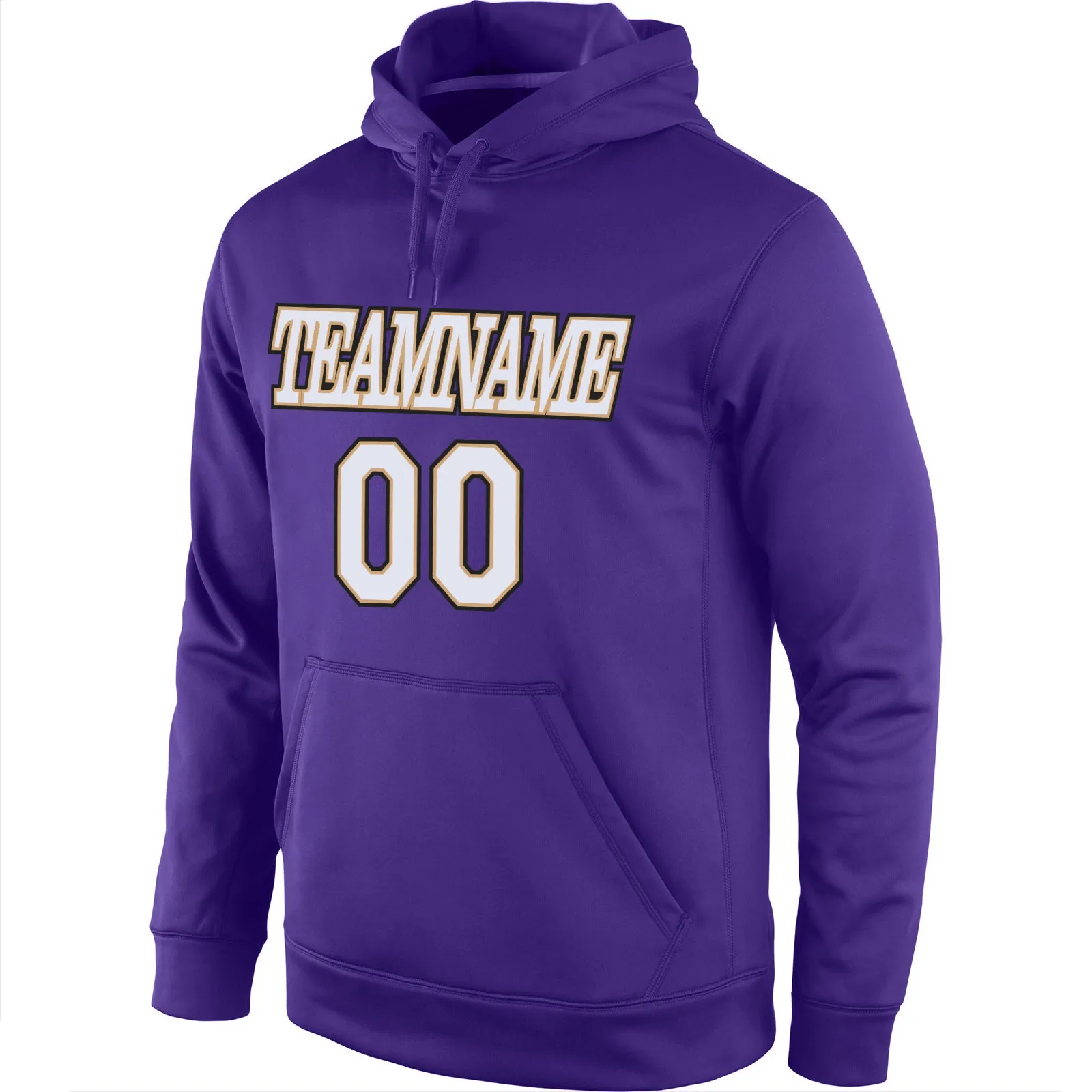 Custom Stitched Purple White-Old Gold Sports Pullover Sweatshirt Hoodie