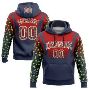 Custom Stitched Red Navy-White Fade Fashion Leopard Print Sports Pullover Sweatshirt Hoodie