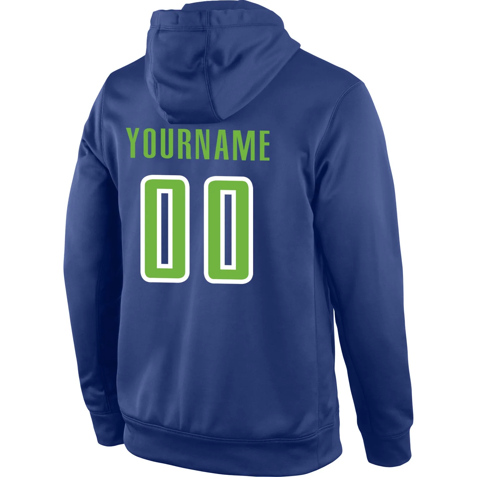 Custom Stitched Royal Neon Green-White Sports Pullover Sweatshirt Hoodie