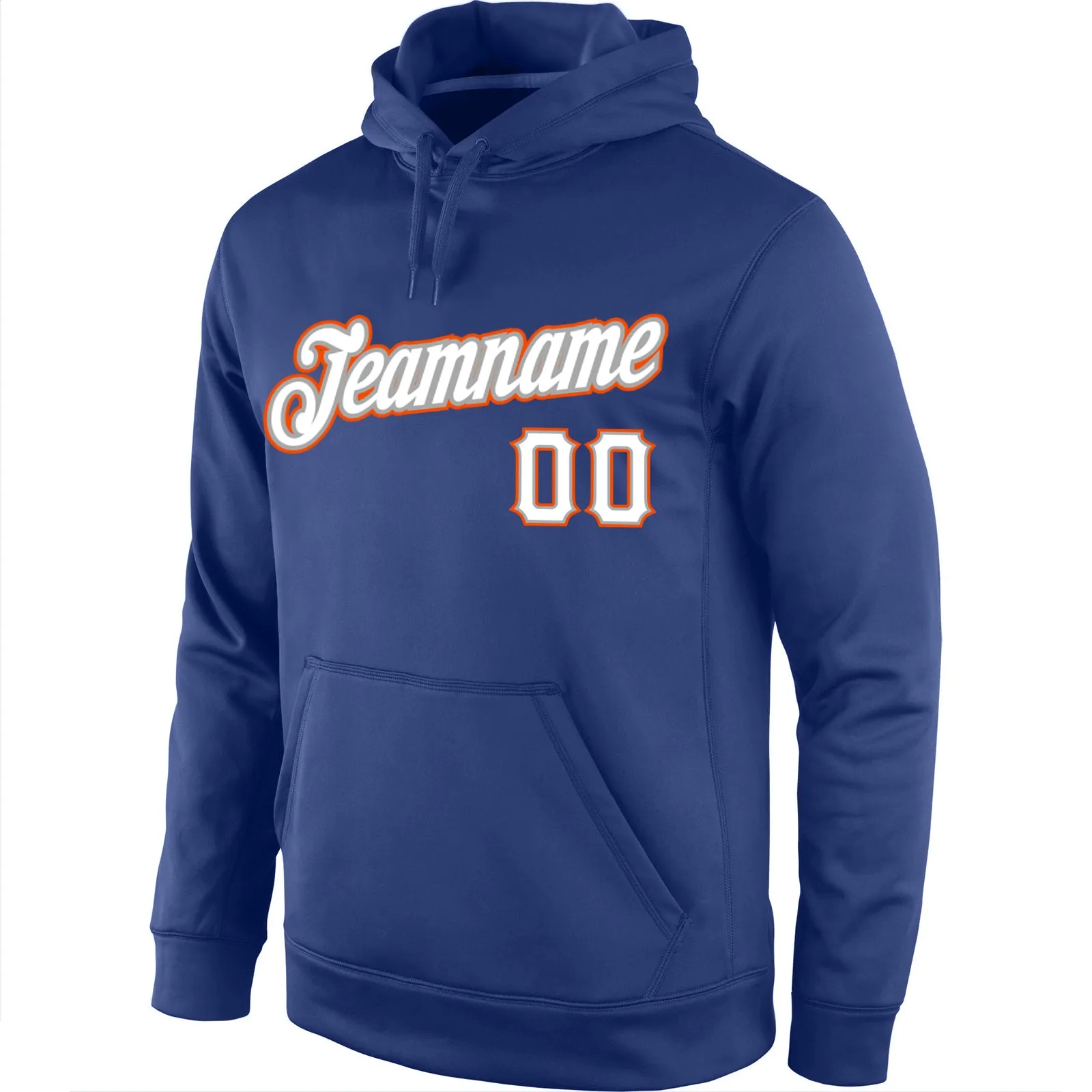 Custom Stitched Royal White-Orange Sports Pullover Sweatshirt Hoodie