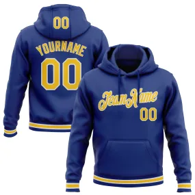 Custom Stitched Royal Yellow-White Sports Pullover Sweatshirt Hoodie