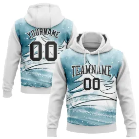 Custom Stitched White Black Christmas Snowflakes 3D Sports Pullover Sweatshirt Hoodie