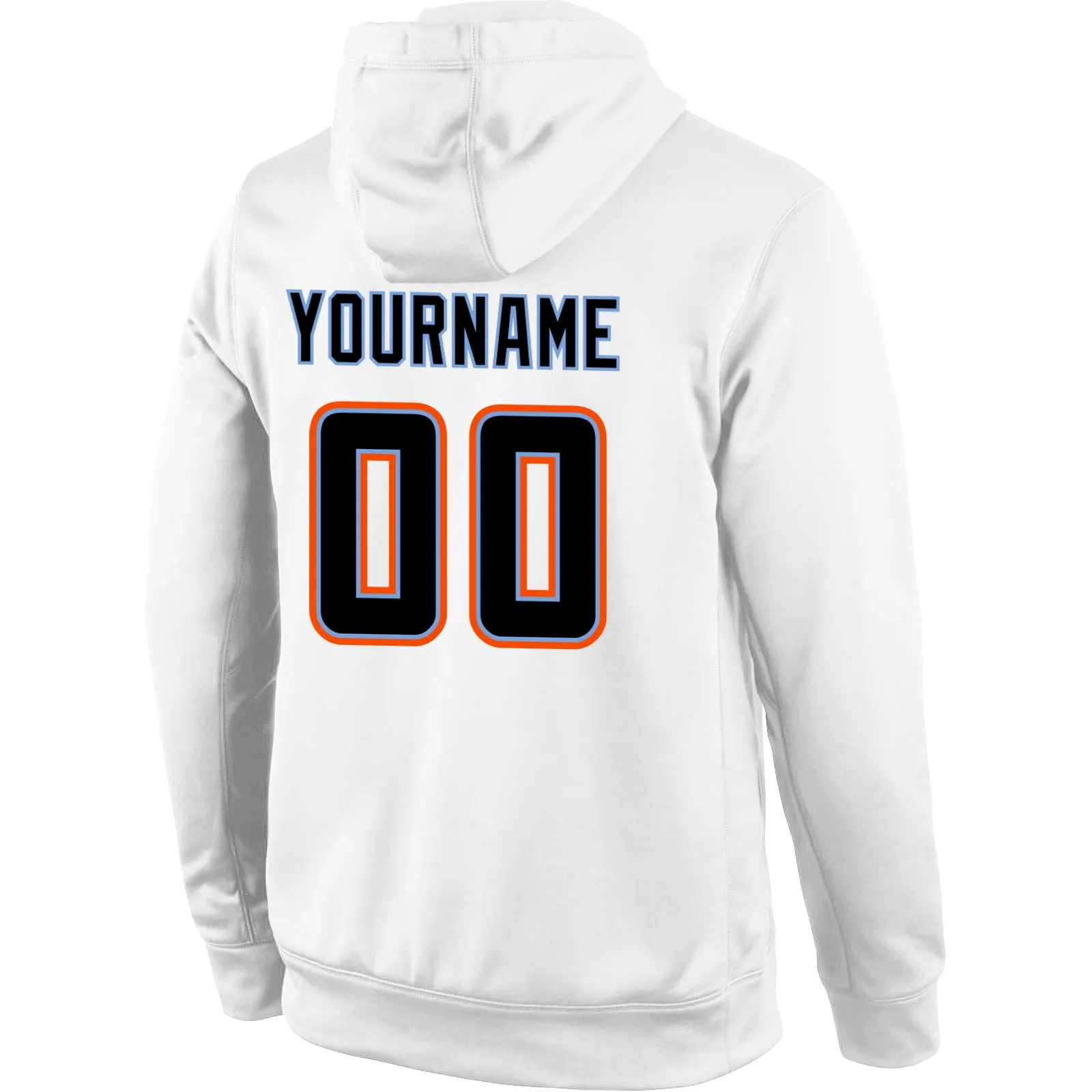 Custom Stitched White Black-Orange Sports Pullover Sweatshirt Hoodie