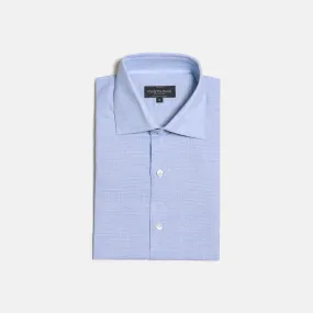 Cutaway Collar Shirt in Sky Blue Crossweave Linen